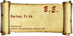 Beles Erik névjegykártya